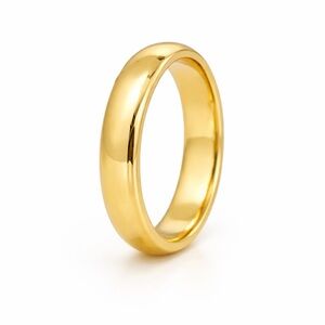 14K Gold Plated Band Ring 5 mm | Simple Dome Wedding Ring | Minimal Jewelry